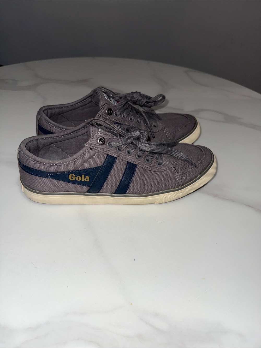 Gola Gray Canvas Sneakers with Navy Side Stripes